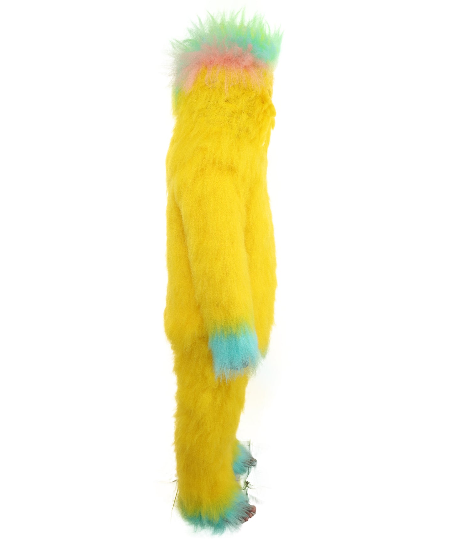 HPO Adult 74 Inch Full Animal Monster Bundle Costume & Mask Set – Yellow & Blue Furry Outfit with Screaming Head Mask | Ideal for Mascot Shows, Theater & Party Characters