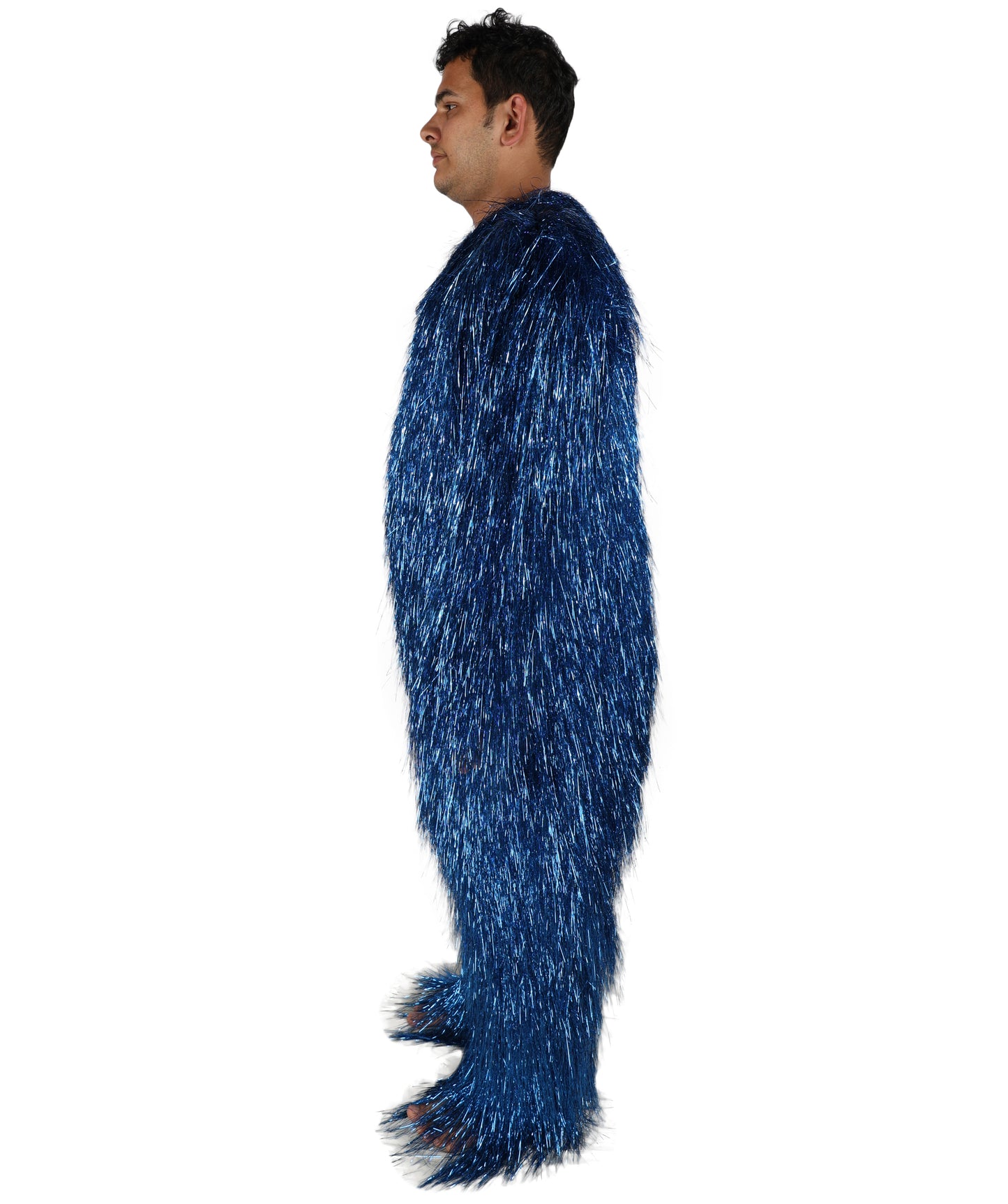HPO Unisex Teen Extreme Tinsel Hairy Person Costume Bundle & Mask Set - Full-Body Tinsel Hair Suit Extra-Long Costume Wig for Halloween, Cosplay & Parties - Multiple Color Options