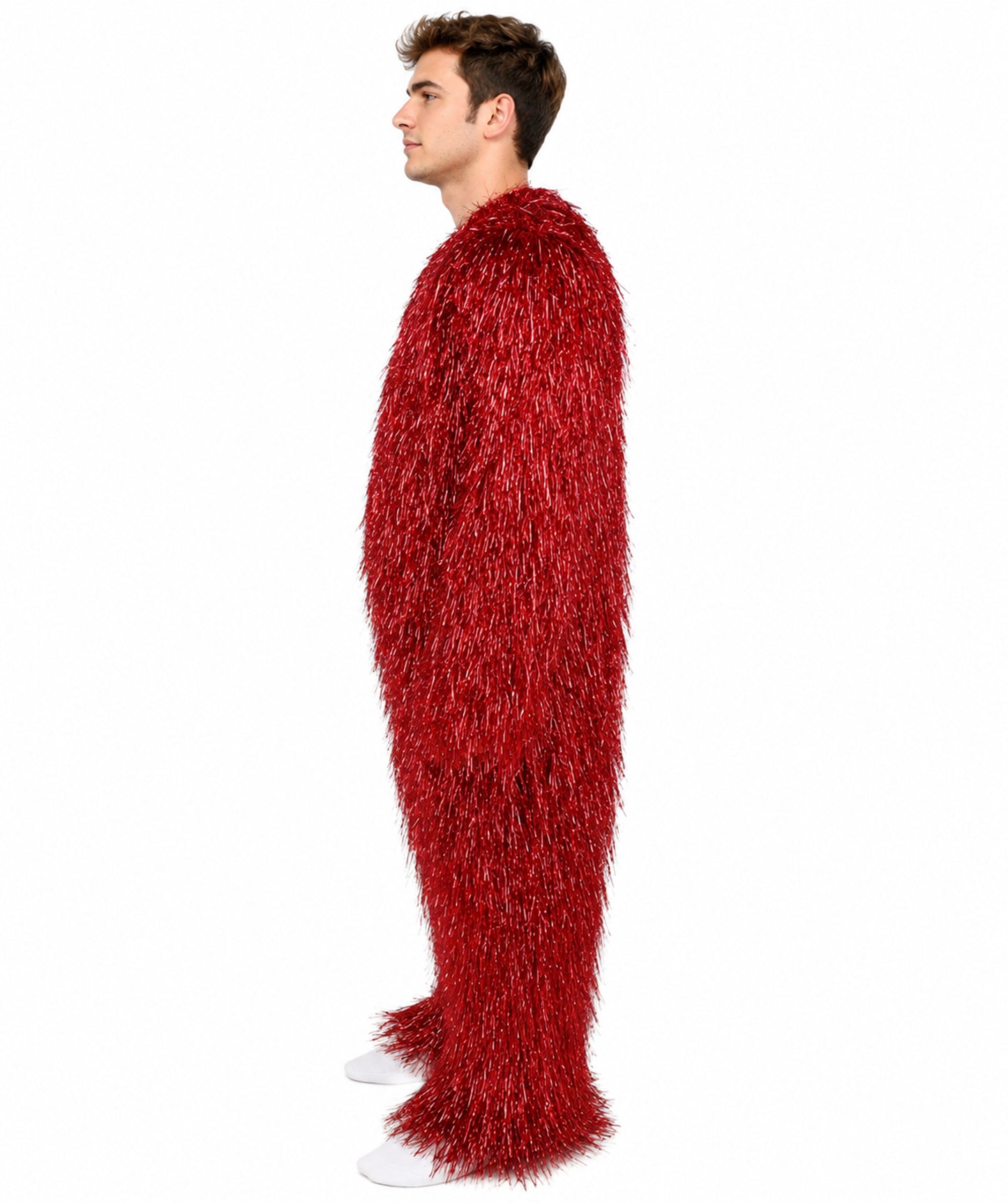 HPO UnisexTinsel Hairy Costume, Bundle & Mask Set | Full-Body Suit & Matching Mask | Long Hair Funny Costume for Halloween, Performers, Cosplay & Mascots | Multicolor Options