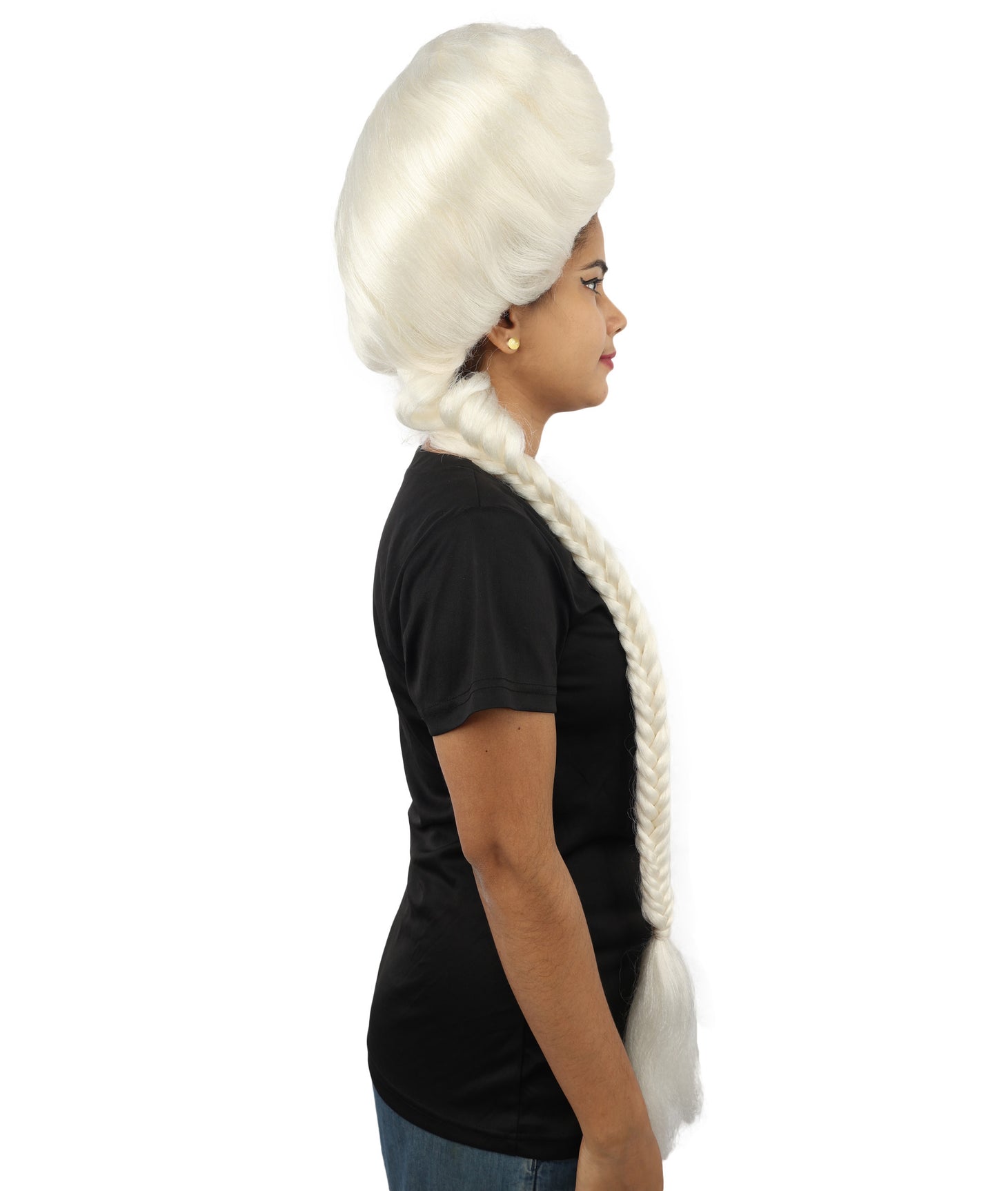 HPO Women’s Extra Long Golden Brown Count Dracula Wig | 42 Inch Synthetic Hairpiece Ideal for Gothic Noble Costume Halloween Cosplay Party Fancy Dress