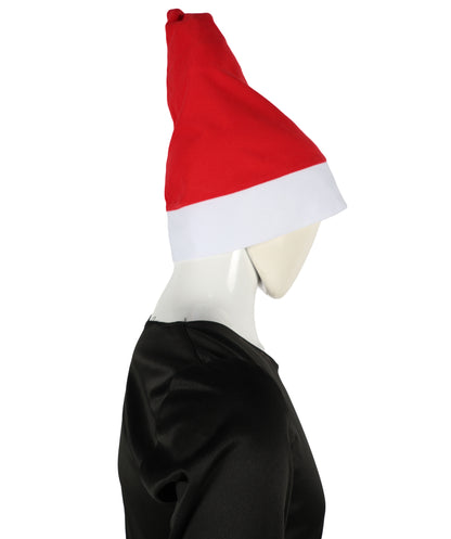 HPO Unisex Classic Velvet Christmas Santa Hat | Soft Red and White Festive Holiday Hat | Ideal for Holiday fun