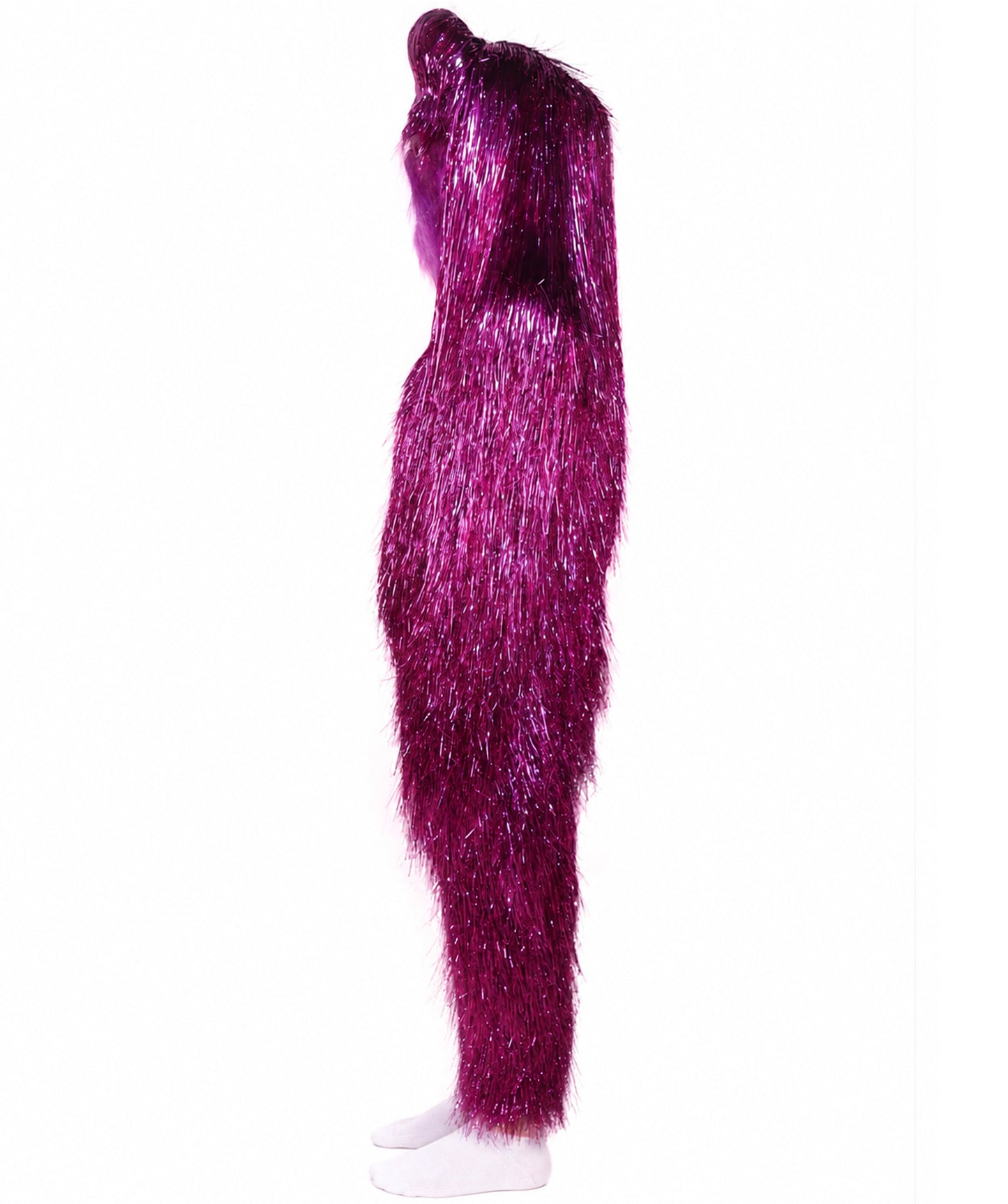 HPO Unisex Teen Extreme Tinsel Hairy Person Costume Bundle & Mask Set - Full-Body Tinsel Hair Suit Extra-Long Costume Wig for Halloween, Cosplay & Parties - Multiple Color Options