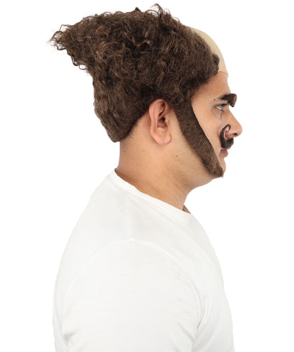 HPO Men's Wig Mustache Sideburn & Eyebrow Set | Animated Character-Inspired Fake Facial Accessories | Ideal for Halloween and Cosplay