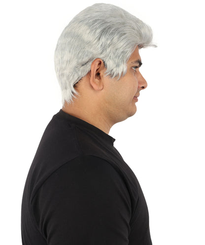 HPO Men's Side Swept Undercut Wig | Short Brown Texture with Tapered Sides, Heat Resistant Synthetic Fiber & Breathable Net | Halloween, Space Ranger Cosplay, Sci-Fi Theme Party & Roleplay