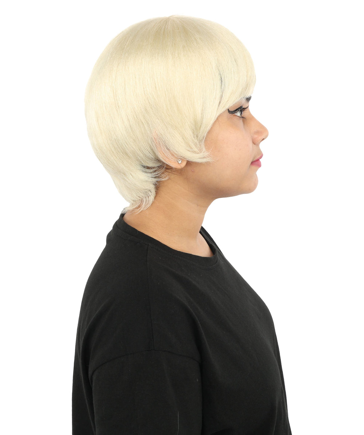 HPO Adult Women's Anime Trainer Character Wig | Vibrant hue multicolor options, create of synthetic fiber, short choppy bob with high side ponytail, breathable base | Cosplay, Halloween, theater, party, performance, costume events