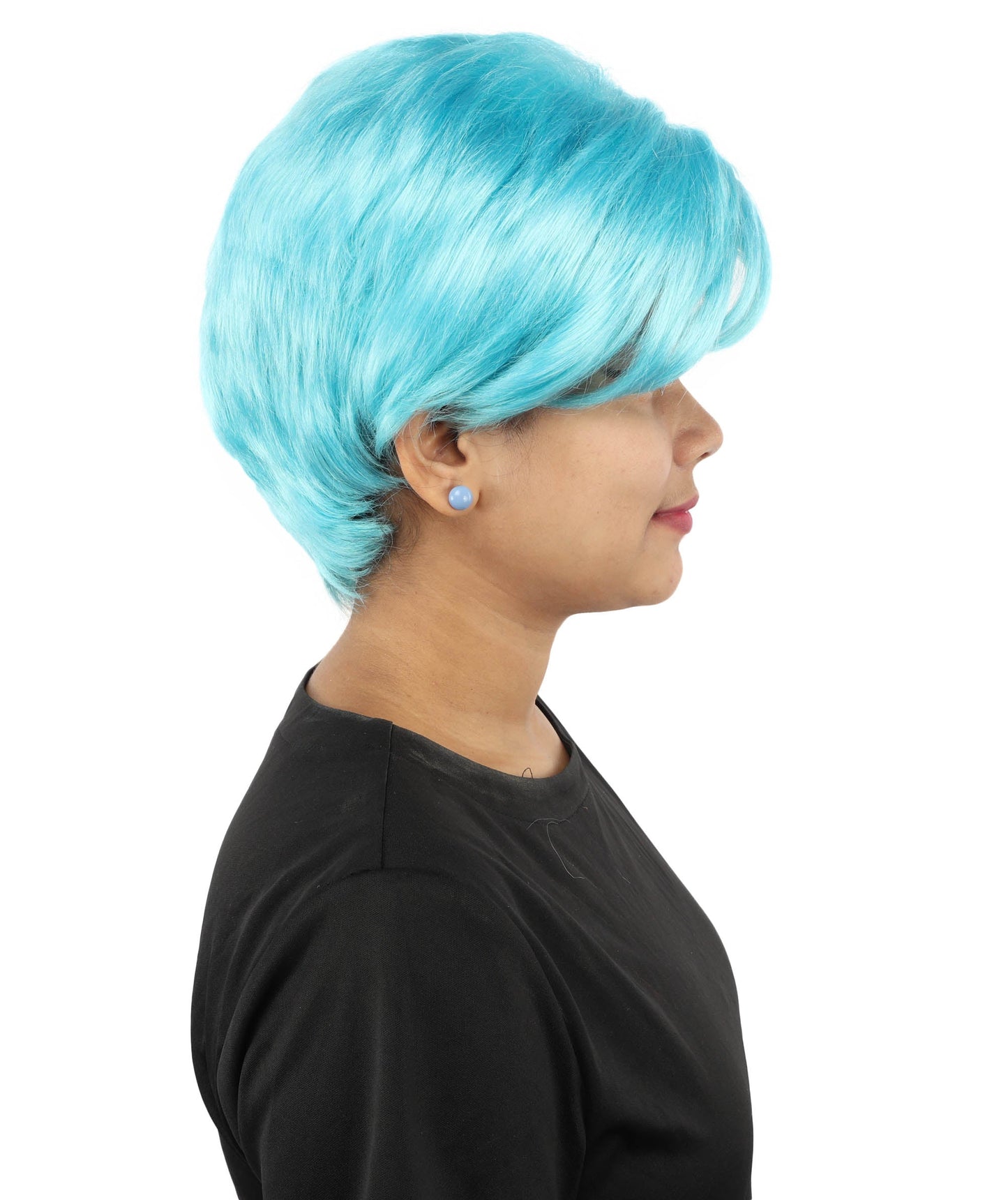 HPO Adult Women’s Short Black Wig | 10 Inch, Sleek and Smooth Bob Hairpiece | Ideal for Cosplay, Costume, and Themed Events