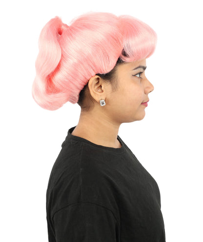 HPO Adult Women's Retro Pin-Up Wig | Multicolor Options, create of synthetic fiber, vintage curled bumper bangs with rolled back, breathable base | Party, Halloween, theater, drag, performance, costume events
