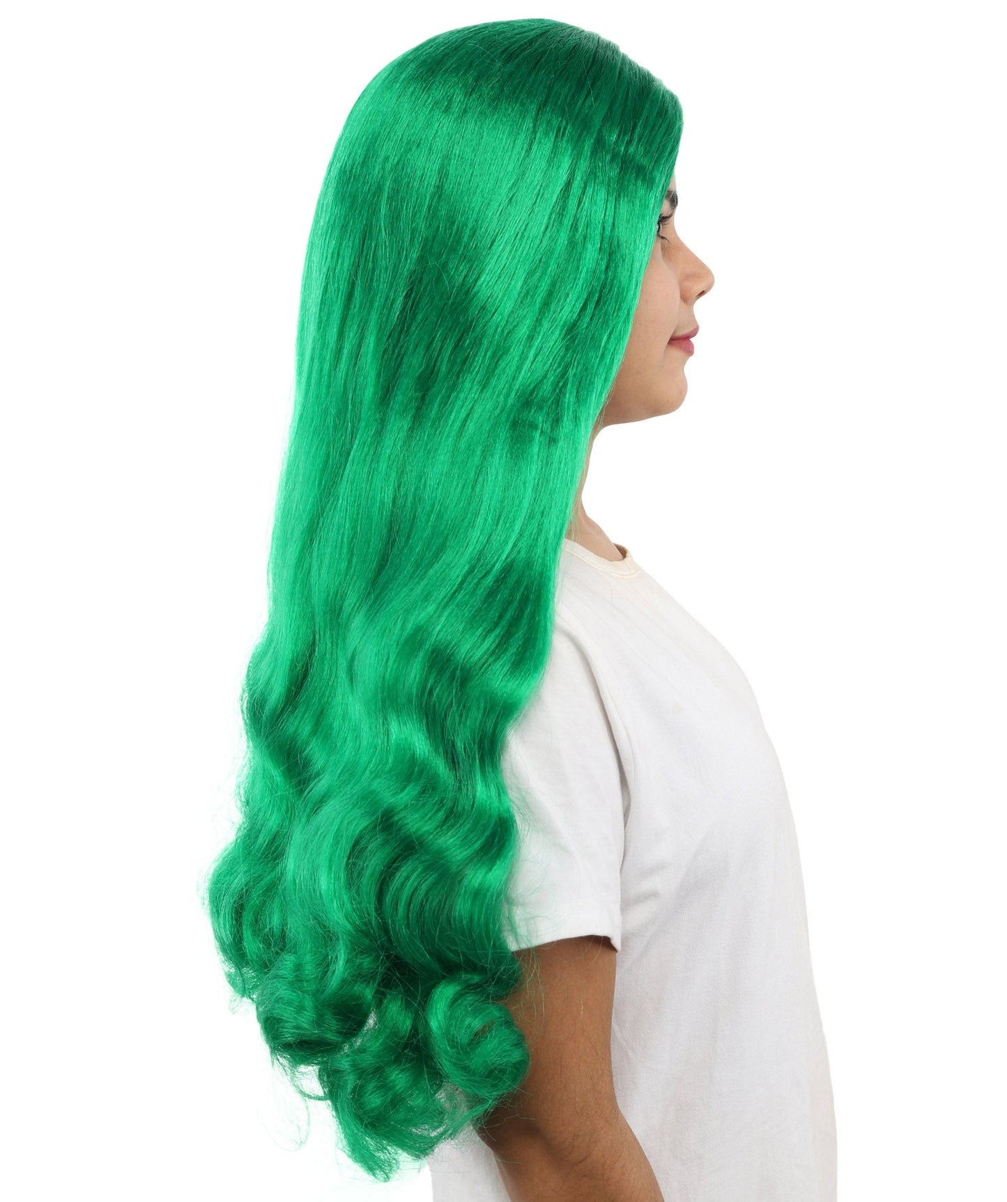 HPO Adult Women's Long Wavy Wig | Multiple Color Options | Center Parted Ginger Curls with Voluminous Ends, Heat Resistant Synthetic Fiber & Breathable Cap | Halloween, Teen Roleplay, Theater, Themed Party & Costume Events