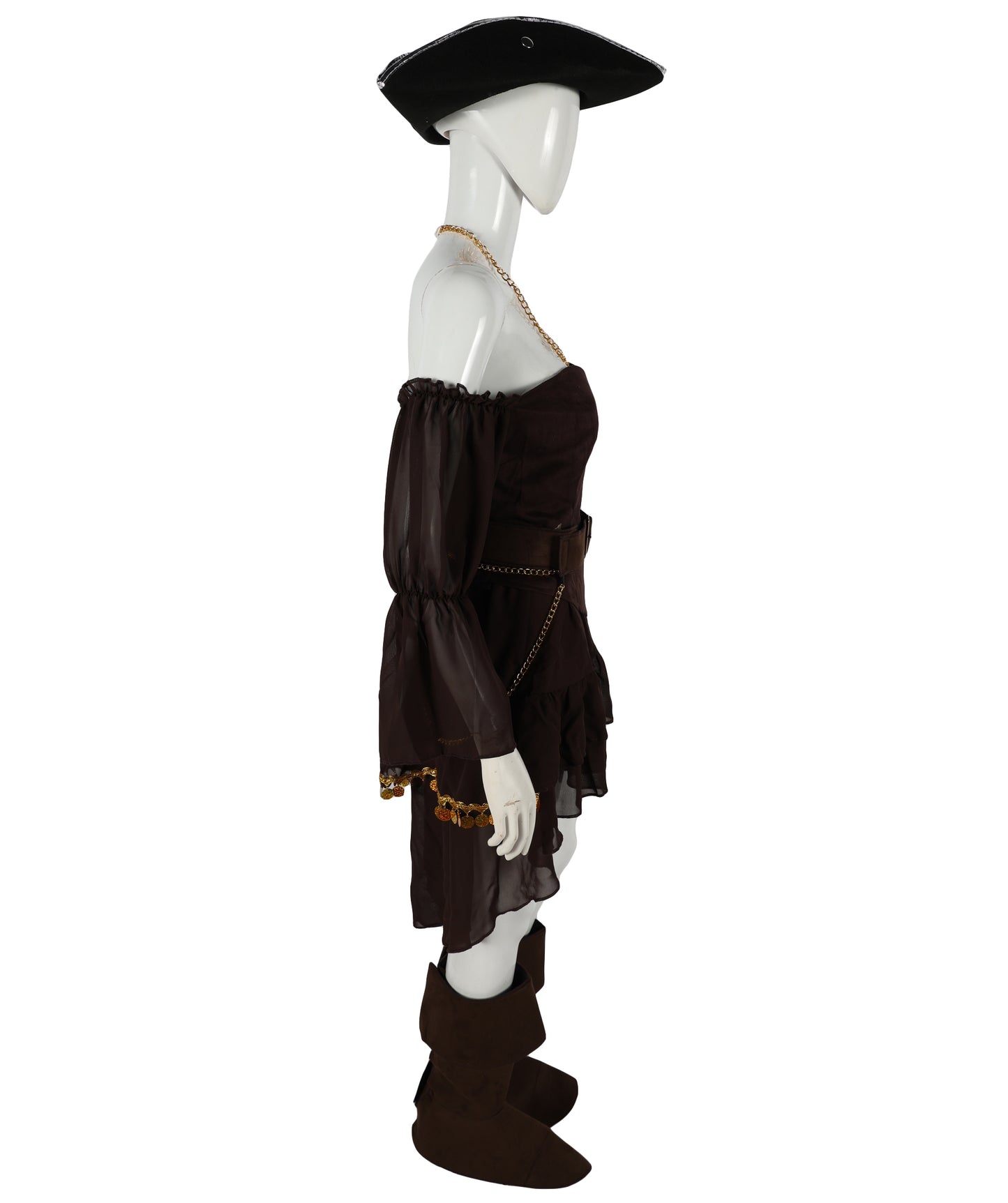 HPO Adult Woman's Brown Elegant Princess Warrior Costume | Medieval Fantasy Outfit with Accessories | Ideal for Halloween