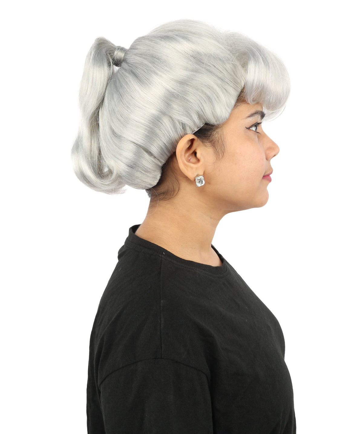 HPO Adult Women's Retro Pin-Up Wig | Multicolor Options, create of synthetic fiber, vintage curled bumper bangs with rolled back, breathable base | Party, Halloween, theater, drag, performance, costume events