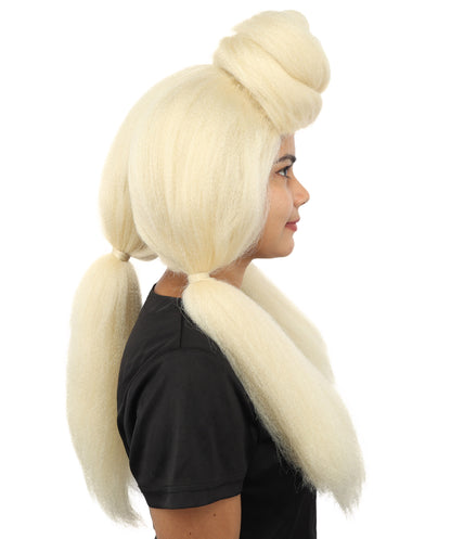 HPO Women’s High Volume Extra Long Yarn Twisted Bun Wig – Multiple Color Options | Bubble Ponytails Hairpiece with Capless Cap | Statement Headpiece for Halloween, Cosplay, Theater and Drag Looks
