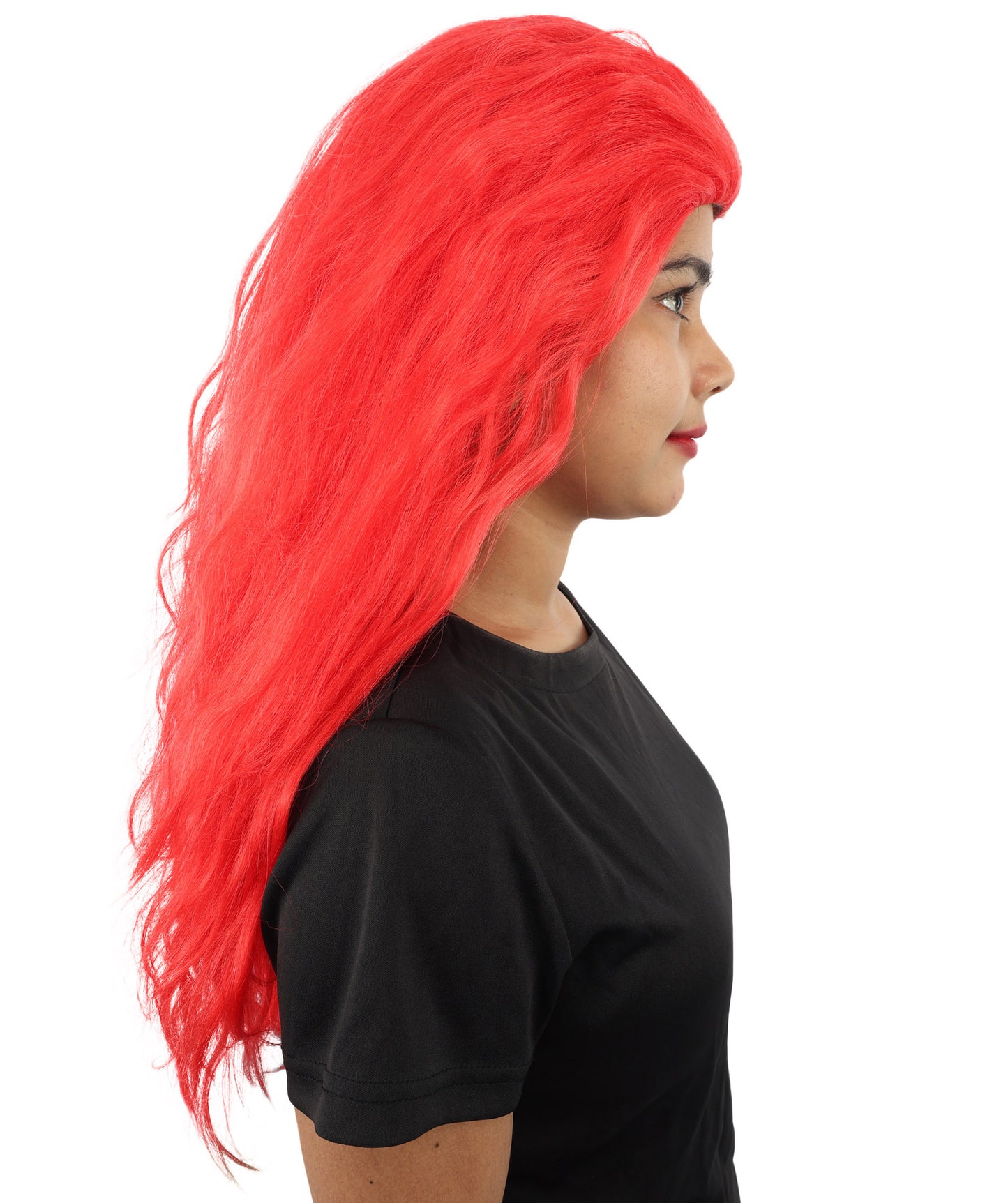 HPO Women’s Pink Long Wavy Wig | 25 Inch Long Hair with Capless Cap Design | Ideal for Playful at Halloween Cosplay, and Themed Parties