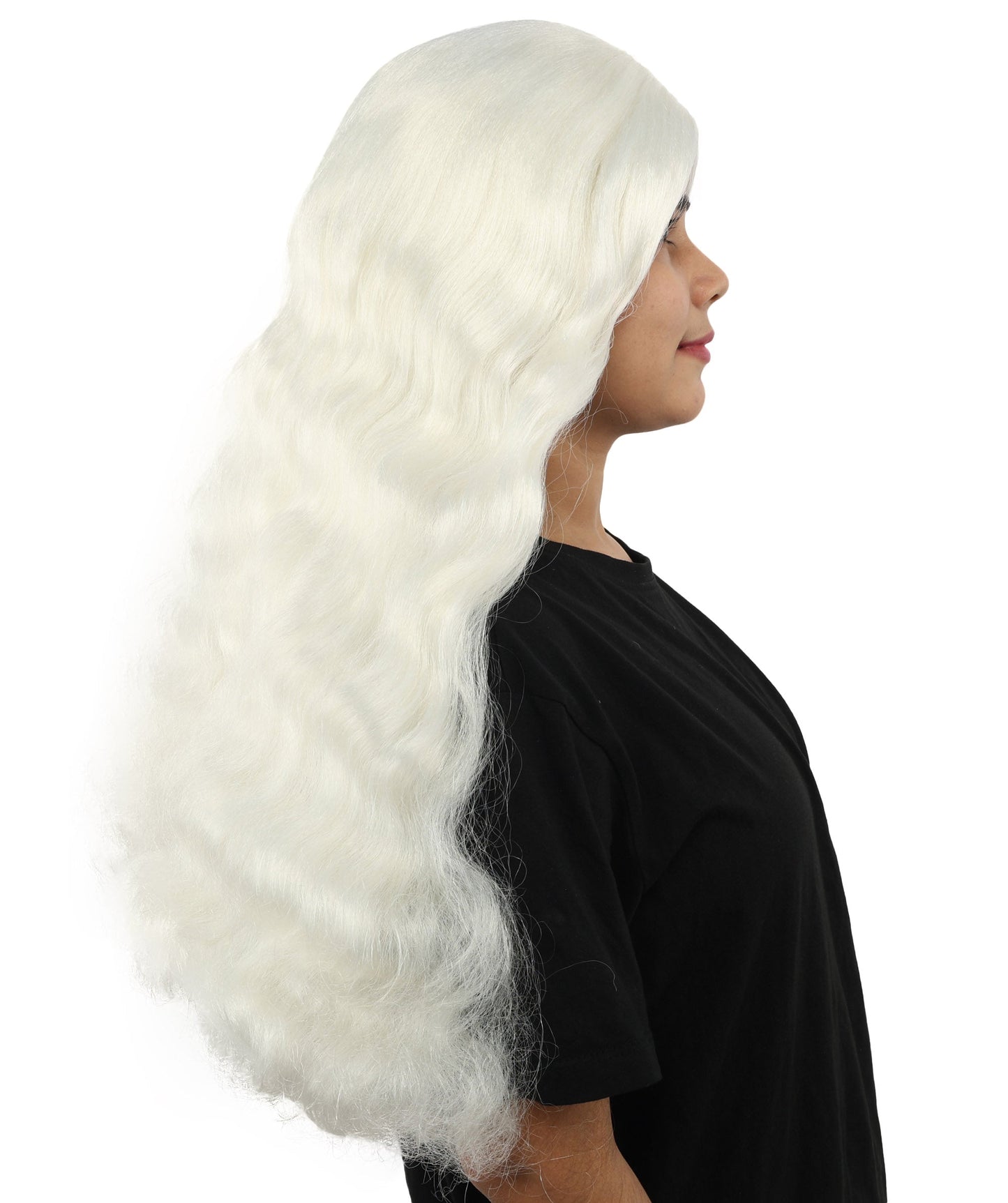 HPO Adult Women's Long Wavy Wig | Multiple Color Options | Center Parted Ginger Curls with Voluminous Ends, Heat Resistant Synthetic Fiber & Breathable Cap | Halloween, Teen Roleplay, Theater, Themed Party & Costume Events