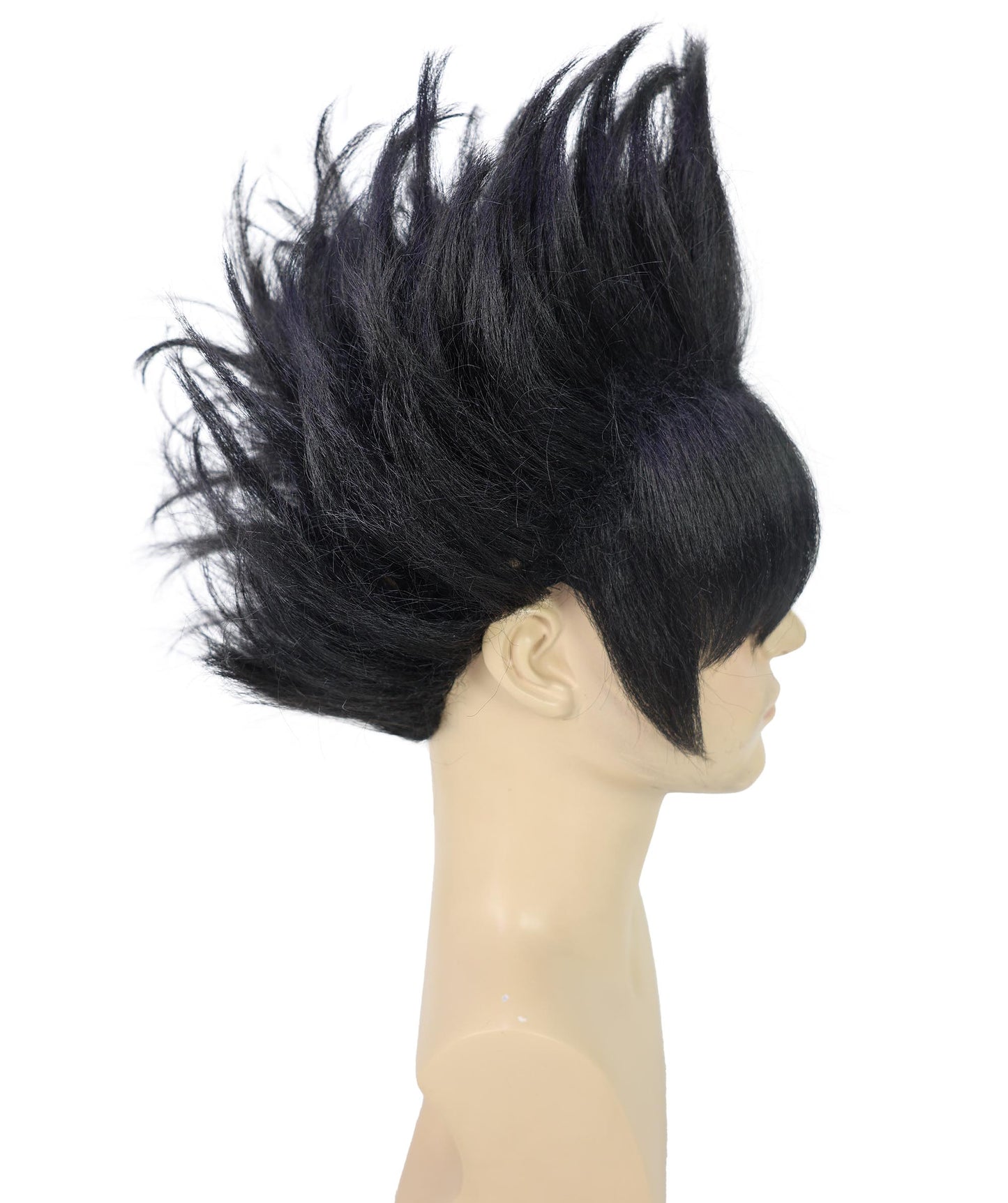 HPO Men’s Black Spiky Short Anime Wig | Synthetic Fiber Hairpiece with Breathable Capless Cap | Ideal for Halloween, Comic Cons & Cosplay Party Costumes