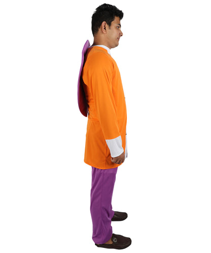 HPO Men's Martial Arts Master Costume | Anime Roshi Cosplay Orange Top Purple Pants Outwear Set | Comic Con Halloween Stage Performance Wardrobe Piece