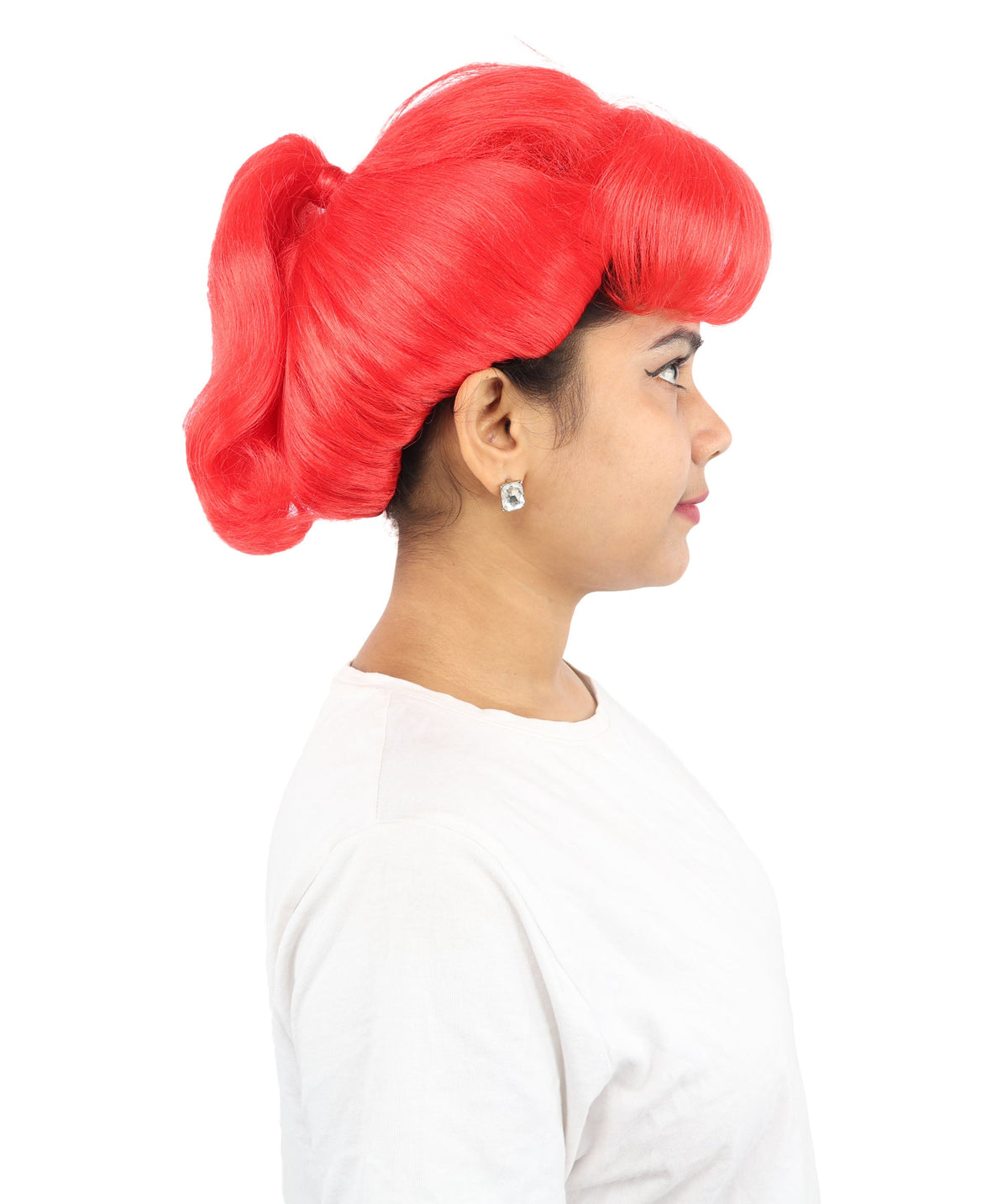 HPO Adult Women's Retro Pin-Up Wig | Multicolor Options, create of synthetic fiber, vintage curled bumper bangs with rolled back, breathable base | Party, Halloween, theater, drag, performance, costume events
