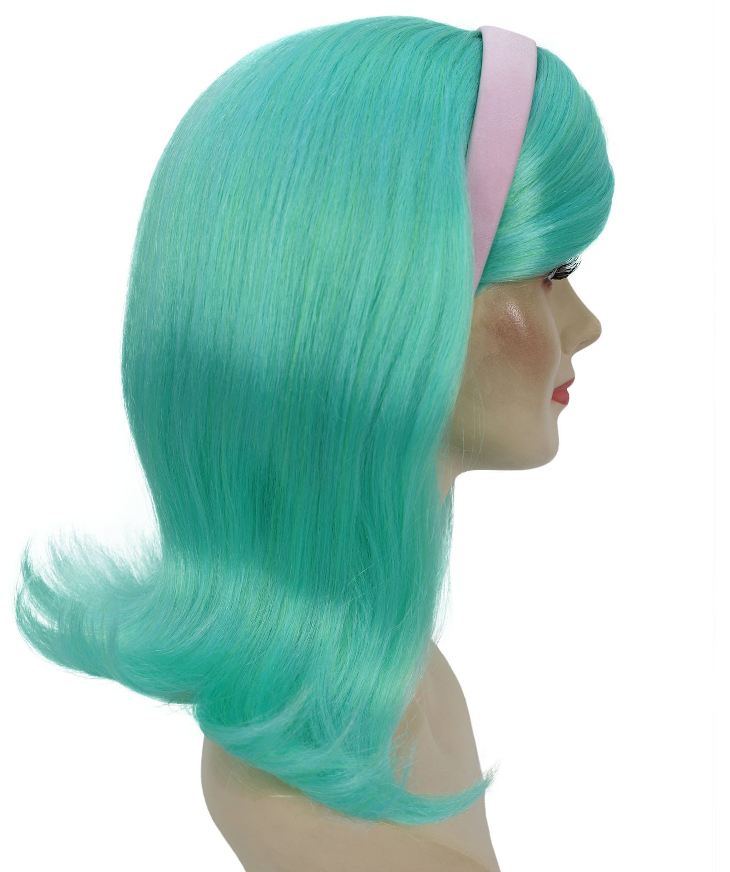 HPO Women’s Rap Diva Wig | Medium Wavy Blue Lake Hairstyle | Bold Synthetic Hairpiece with Adjustable Cap for Cosplay, Parties, Stage & Performances