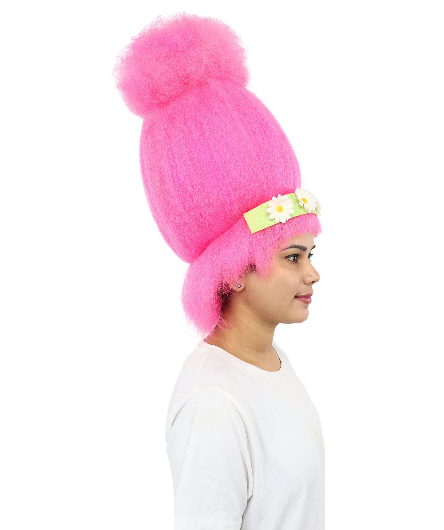 HPO Women’s Troll Wig | Bright Pink High-Volume Hairstyle | Synthetic Hair for Cosplay, Halloween, Stage Performances & Parties"