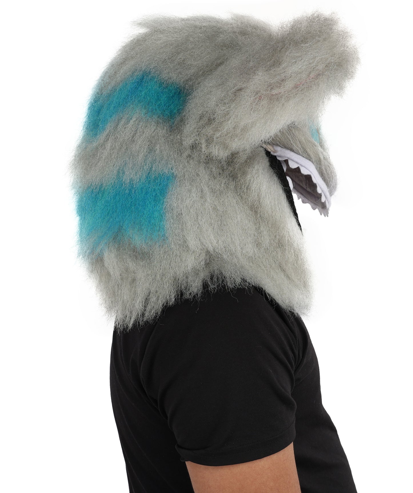 HPO Unisex Cat Mascot Aqua Blue & Ash Grey Animal Costume Bundle & Mask Set with Cap & Cloth – Striped Cartoon Character Body Suit | Outfit for Cosplay & Parties