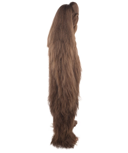 HPO Unisex Extreme Hairy Person Costume, Mask and Bundle - Full-Body Hair Suit Extra-Long Ash Brown Costume Wig for Halloween, Cosplay & Parties