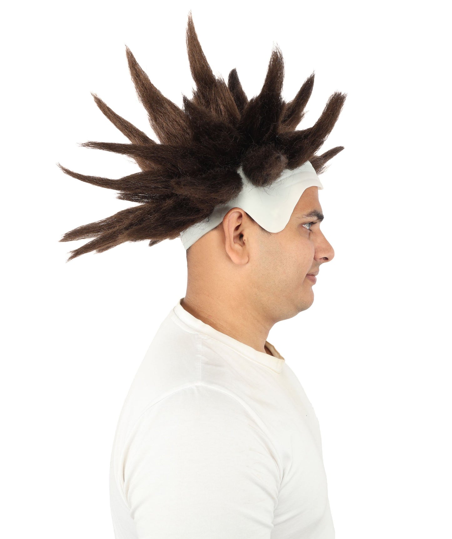 HPO Adult Men's Spiky Bald Illusion Wig | Multiple Color Options  |  Two-tone vibrant hue, create of synthetic fiber, stiff spiked volume, integrated forehead piece | Party, Halloween, theater, drag, performance, costume events