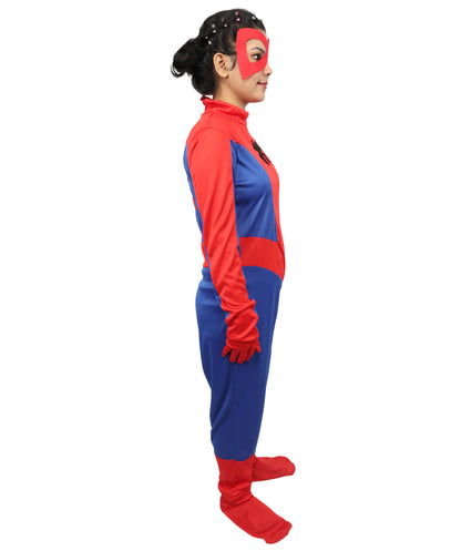 HPO Red & Blue Web Hero Women’s Costume – Superhero Inspired Bold Color Contrast Outfit | Dynamic Presence for Parties