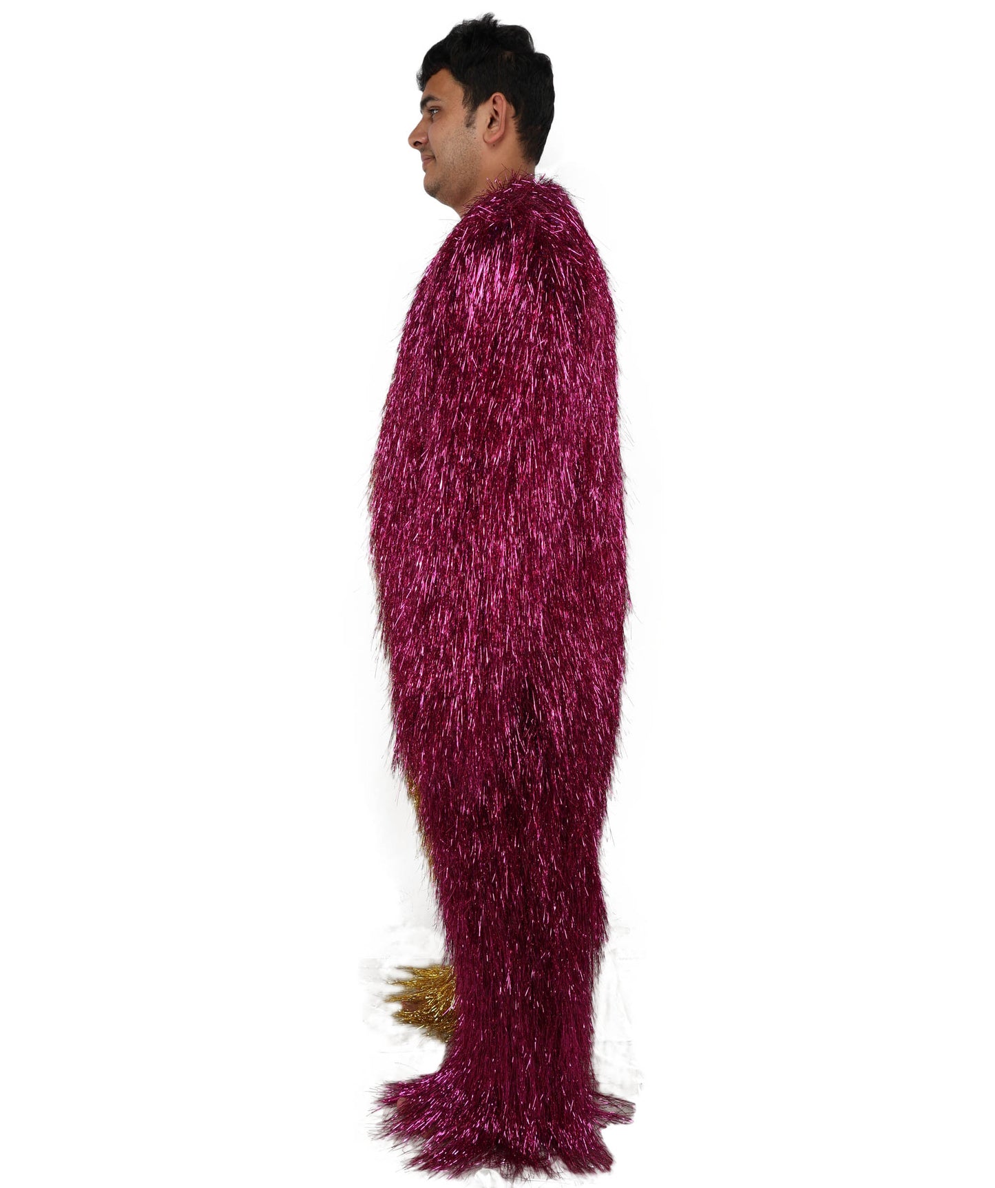 HPO Unisex Tinsel Hairy Two-Part Costume, Bundle & Mask Set | Full-Body Suit & Matching Mask | Long Hair Funny Costume for Halloween, Performers, Cosplay & Mascots