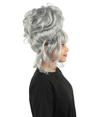 HPO Adult Women's Elegant Updo Tendril Wig | Multiple Color Options | Pastel peach hue, create of synthetic fiber, high teased volume with face-framing strands, breathable capless cap | Party, Halloween, theater, drag, performance, costume events