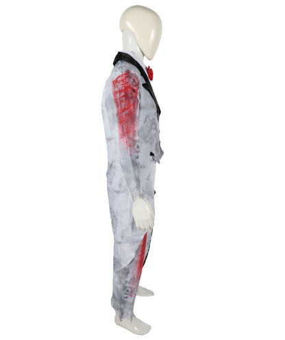 HPO Adult Men’s Corpse Groom Costume Set | Tattered Suit with Bone Detailing & Distressed Accessories | Adjustable Fit | For Halloween, Horror Parties & Themed Events