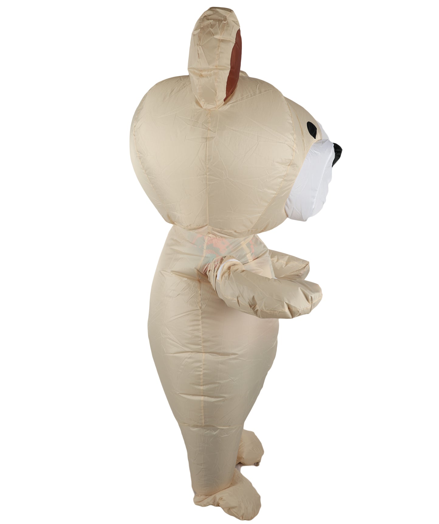 HPO Adult Teddy Bear Costume with Plush Multicolor Bodysuit, Attached Hood, and Cute Ears – Cozy and Fun Animal Outfit for Halloween, Parties & Events