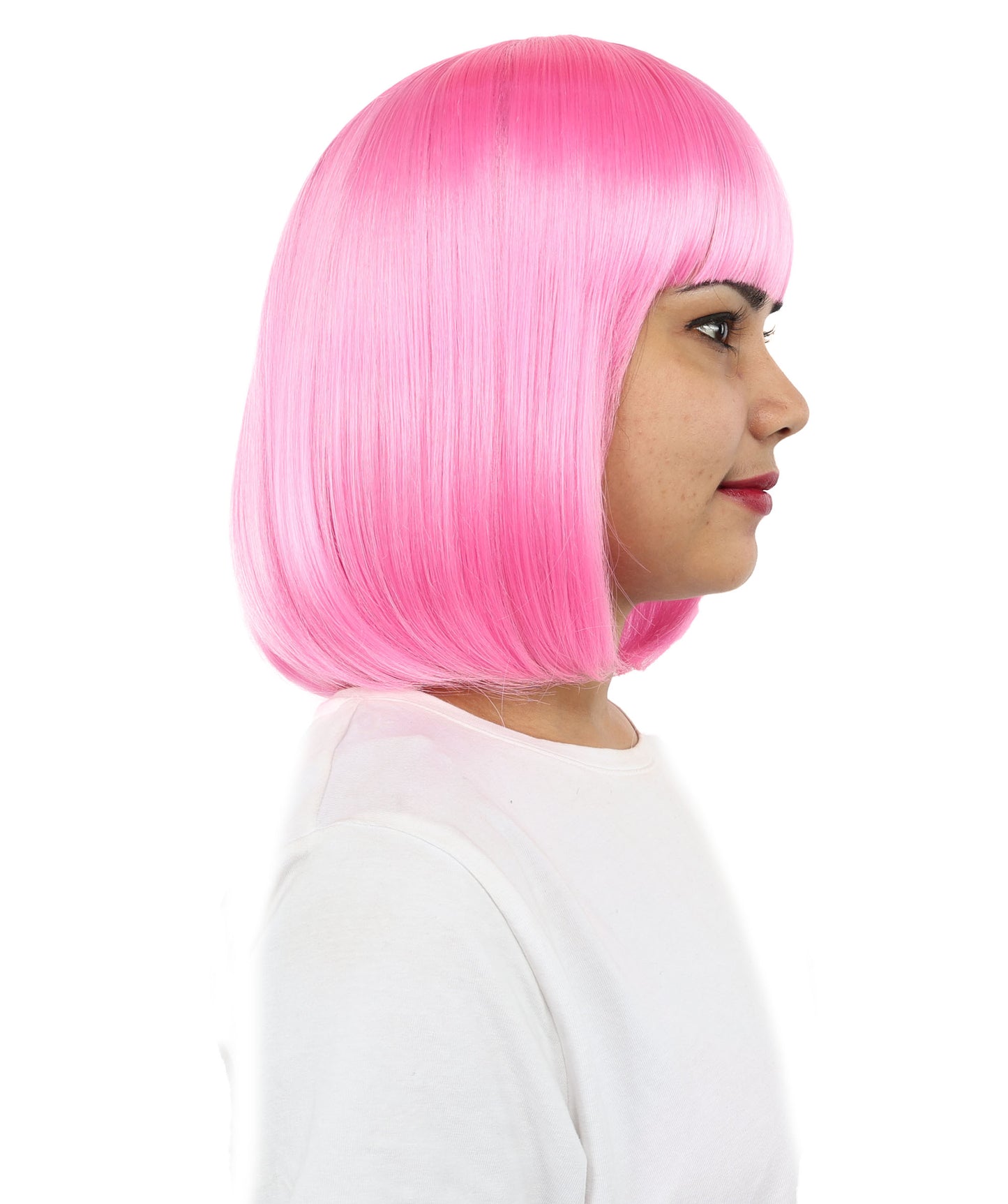 Adult Women’s Medium Bob Wig with Bangs – Layered Hairstyle with Soft Synthetic Fibers & Smooth Texture With Standard Cap | Stylish Hairpiece for Cosplay, Parties & Photo Shoots | Multicolor Options