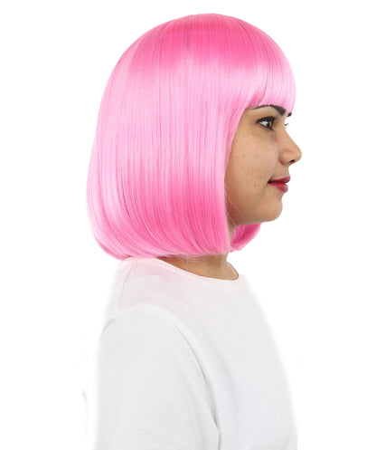 Adult Women’s Medium Bob Wig with Bangs – Layered Hairstyle with Soft Synthetic Fibers & Smooth Texture With Standard Cap | Stylish Hairpiece for Cosplay, Parties & Photo Shoots | Multicolor Options