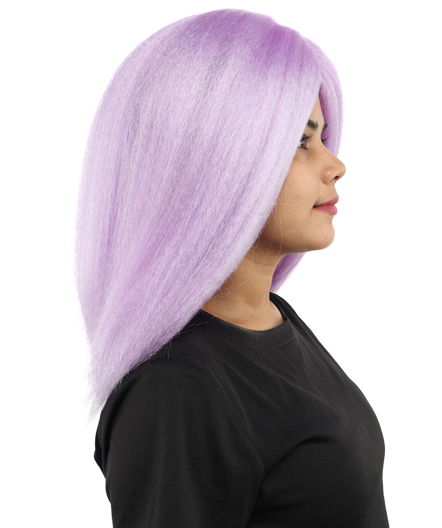 HPO Adult Women's Long Rounded Cartoon Hair Wig | Multiple Color Options | Bubble Bob, Deep Side Part, Heat Friendly Synthetic Strands & Breathable Net | Fancy Dress, Stage Show, Animated Character Events, Halloween & Festival