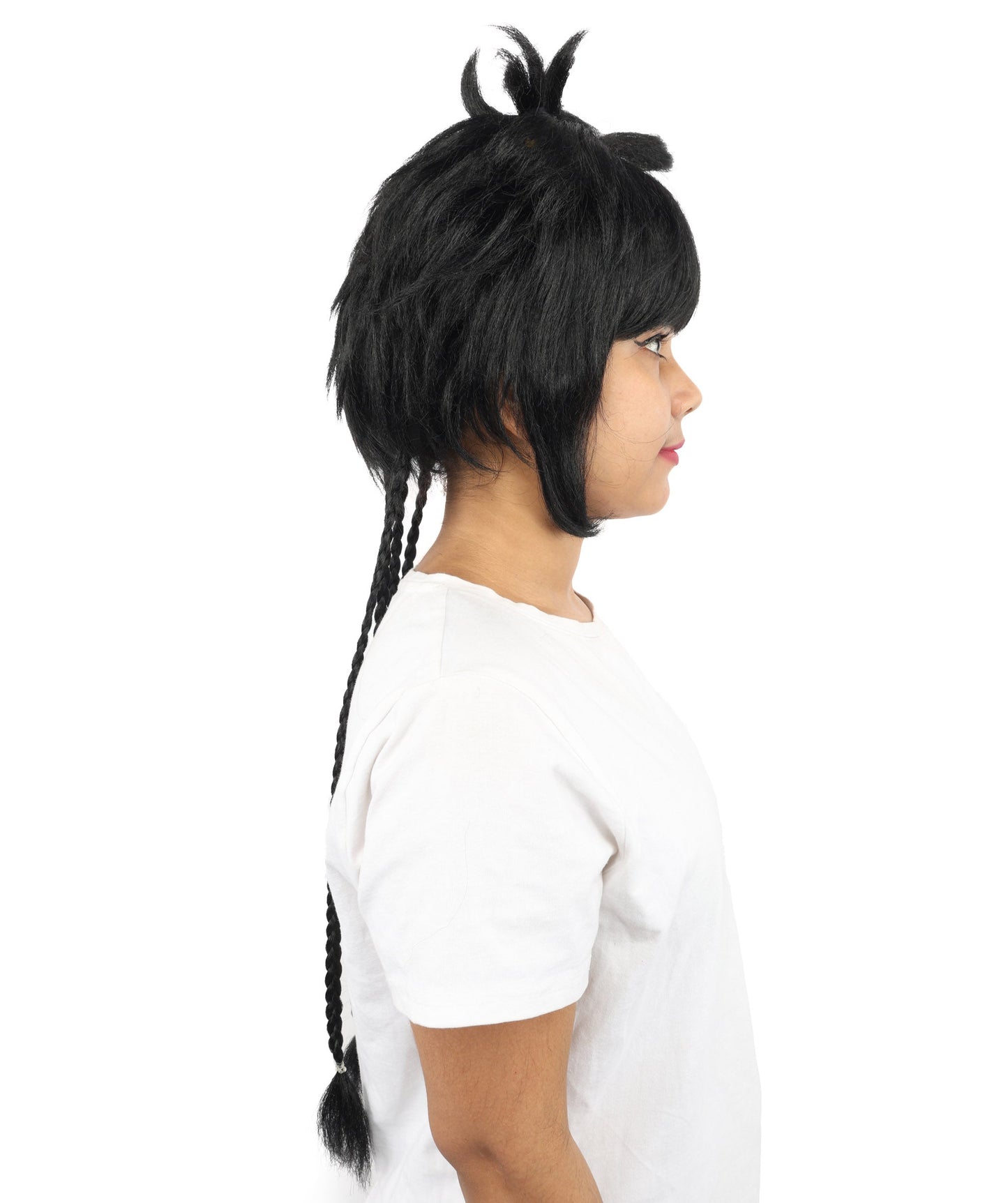 HPO Adult Women's Animal Ear Braided Wig | Multiple Color Options | Synthetic fiber, short bob with sculpted ears and long micro-braids, breathable base | Party, Halloween, theater, drag, performance, costume events