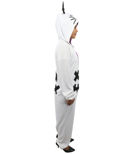 HPO Animal Onesie Pajamas Purple and White Costume| Cozy Cosplay Jumpsuit Sleepwear for Adults
