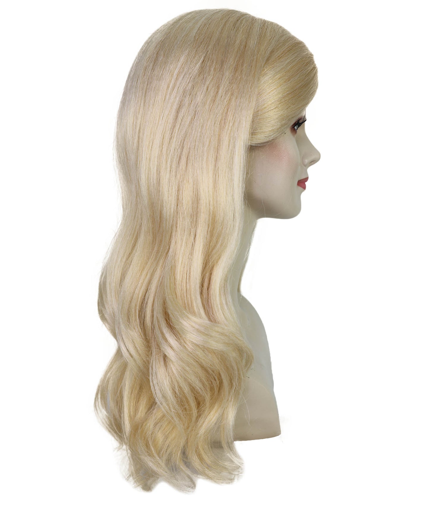 Women’s Blonde Side-Parted Long Wig with Pearl Hair Grips | Natural-Looking Costume & Party Wig | Breathable Capless Cap
