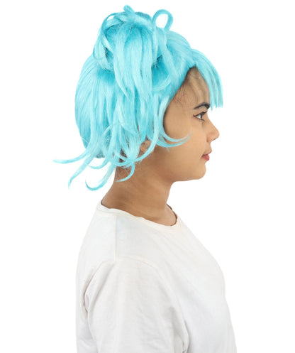 HPO Adult Women’s Messy Twin Bun Wig with Graphic Bangs | Multiple Color Options | Edgy Wig for Cosplay, Fashion Events, Halloween & Stage Wear | Adjustable Cap, Lightweight Synthetic Fiber