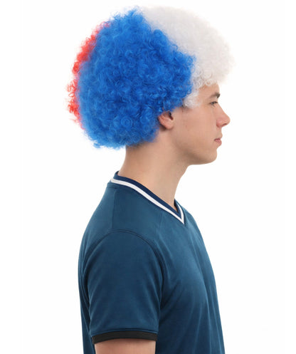 Chile Sport Afro Fun Wig | Super Size Blue White Red Wig
