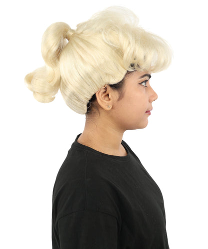HPO Adult Women's Retro Pin-Up Wig | Multicolor Options, create of synthetic fiber, vintage curled bumper bangs with rolled back, breathable base | Party, Halloween, theater, drag, performance, costume events