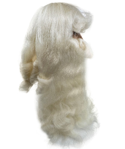 Adult Santa Claus Long Creamy white Wig & Curly Beard Set | Extra Long Festive Holiday Wig for Men | Breathable Capless Cap for Christmas, Cosplay, Parties & Events
