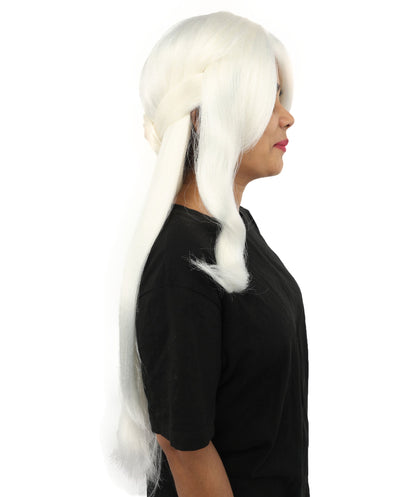 HPO Adult Women's Anime Character Wig | Multiple Color Options | Synthetic Fiber with Side Swept Bangs and Top Tuft | Halloween Party and Comic Con Events