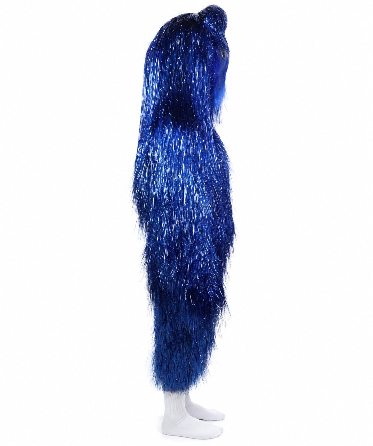 HPO Unisex Teen Extreme Tinsel Hairy Person Costume Bundle & Mask Set - Full-Body Tinsel Hair Suit Extra-Long Costume Wig for Halloween, Cosplay & Parties - Multiple Color Options