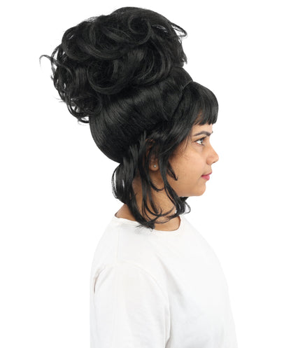 HPO Adult Women's Elegant Updo Tendril Wig | Multiple Color Options | Pastel peach hue, create of synthetic fiber, high teased volume with face-framing strands, breathable capless cap | Party, Halloween, theater, drag, performance, costume events
