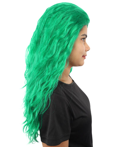 HPO Women’s Pink Long Wavy Wig | 25 Inch Long Hair with Capless Cap Design | Ideal for Playful at Halloween Cosplay, and Themed Parties