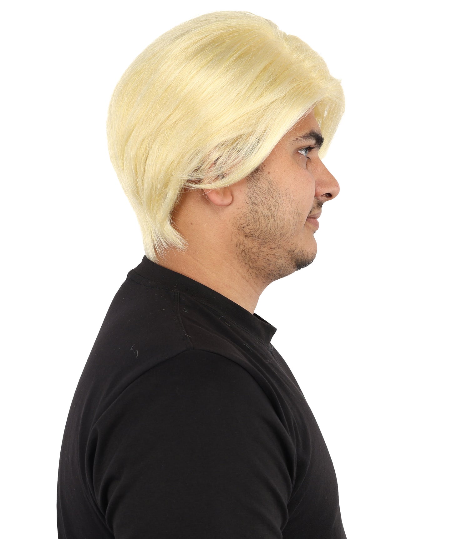 HPO Men’s Blonde Wig with Long Side Bangs  | Flame-retardant Synthetic | Ideal for Cosplay, Halloween & Party Looks