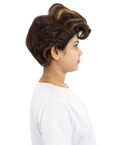 HPO Women's 11-Inch Elegant, Sleek Dark Brown Pixie Cut Wig | Vintage-Inspired Style with Capless Cap | Ideal for Cosplay, Costume, and Themed Parties