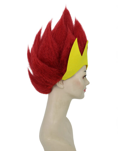 Women’s Fantasy Queen Fiery Red and Yellow Spiked Wig | Regal Villainess Hairpiece| Ideal for Halloween | Breathable Capless Cap