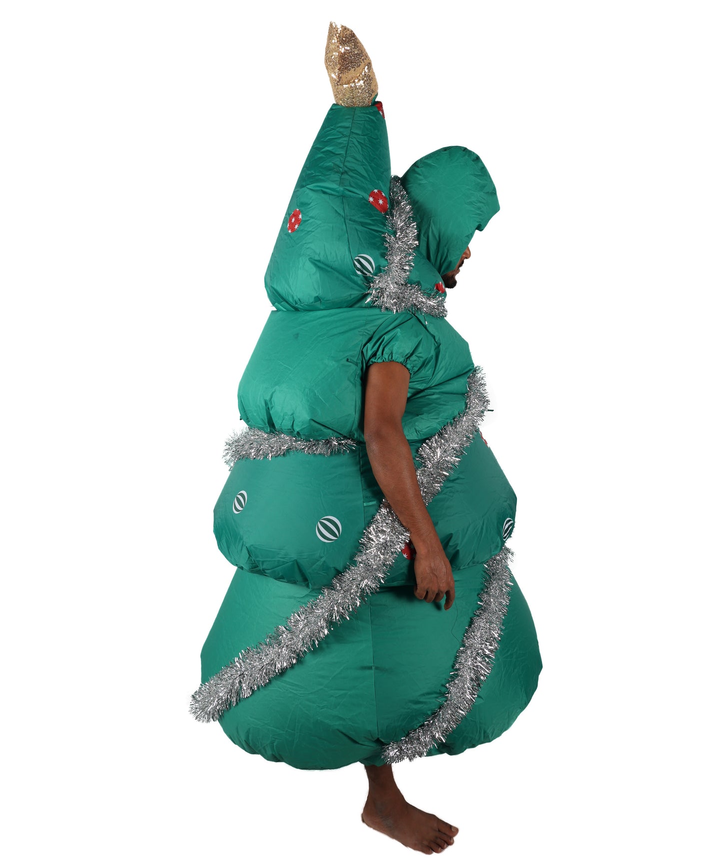 HPO Adult Unisex Christmas Tree Costume | Green Tunic with Ornaments, Star & Garland | Fun Holiday Party Outfit for Xmas Events, Parades