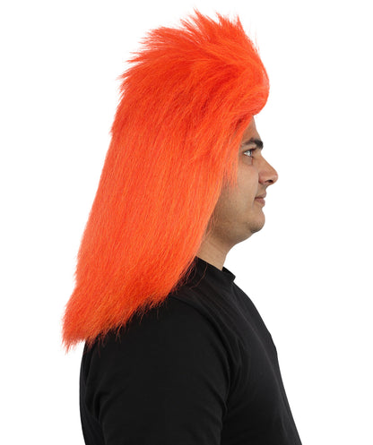 HPO Men’s Red & White Mohawk Wig | Flame-Resistant Fan Hair for Sports Events, Team Spirit Parties, Festivals & National Celebrations | Breathable Capless Cap