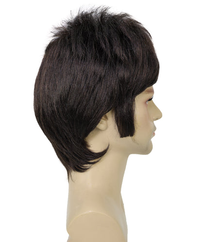 HPO Men's 80'S Rock Star Noel Gallagher-Inspired Short Straight Brown Wigs, Classic Brit pop Look for Halloween & Costumes, Breathable Caples Cap Flame-Retardant Synthetic Fiber Hair